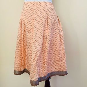 TALBOTS SILK SKIRT PLEATED MULTICOLORED PEACH FLORAL SIZE 12